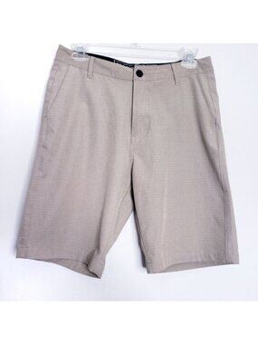 Division Tan Stripe Casual Chino Flat Front Shorts Men's Size 28